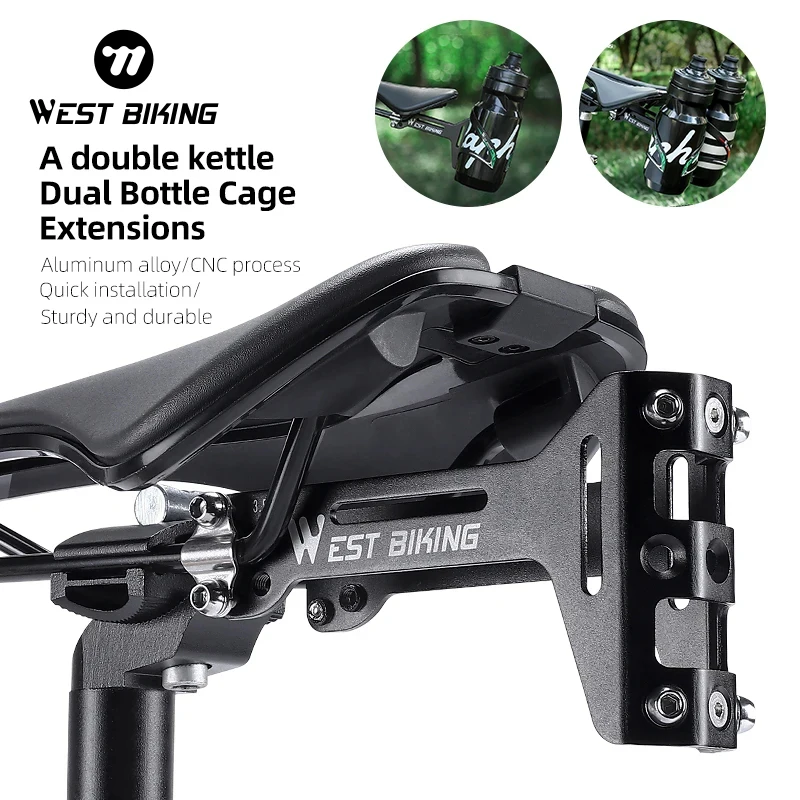 WEST BIKING Bicycle Water Bottle Cage Extension Holder Universal Strap Fix Bracket On Saddle Seatpost MTB Road Bike Accessories bicycle water bottle cage bicycle bottle holder water bottle holder