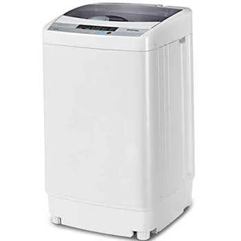 Portable compact full-automatic washing machine for small apartments, ABS plastic body, white color, 1.34 cu.ft capacity with d 1