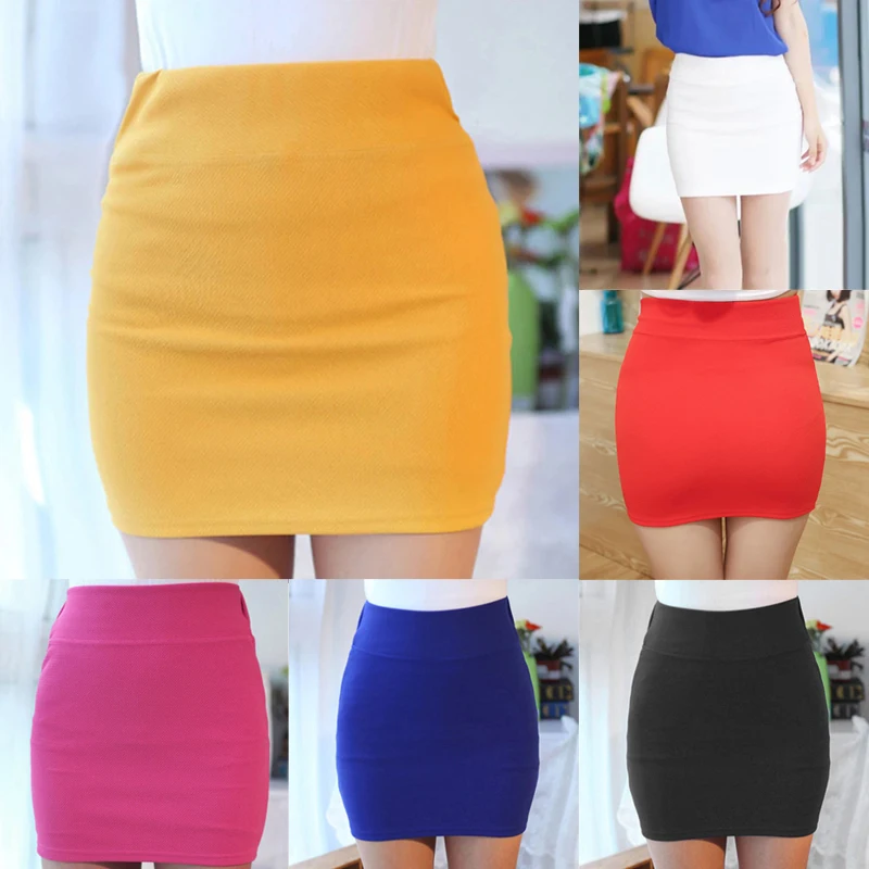 

Women Mini Skirt Fashiom Summer High Waist Female Pencil Skirt Solid Color Office Lady Short Skirts