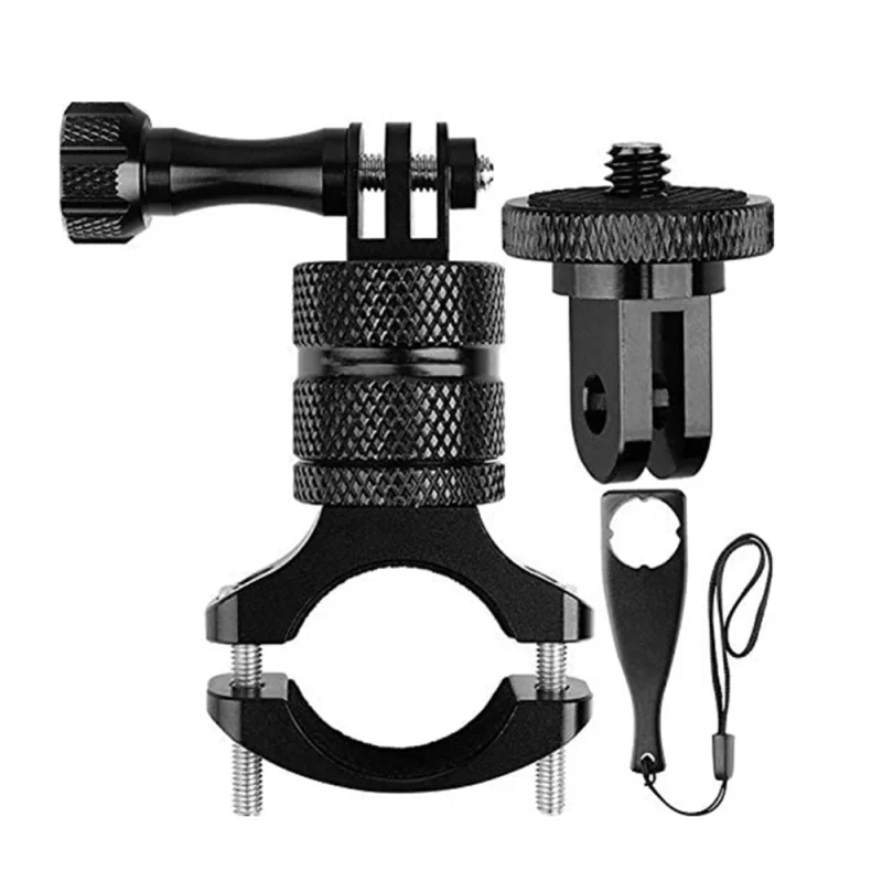 360 Degrees Rotary Aluminum Bike Bicycle Handlebar Mount for Gopro Hero 11 10 9 8 7 6 1/4 Screw Action Camera Mounting Fran-qc19