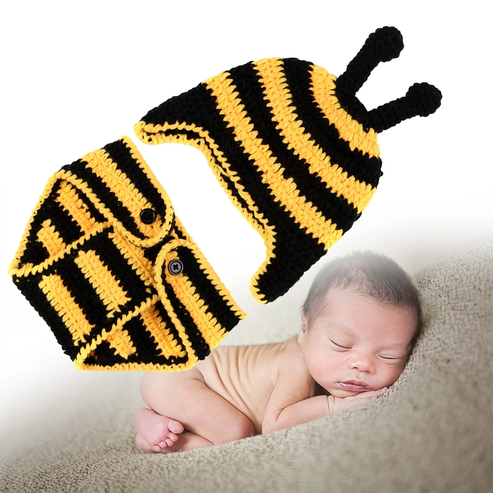 

Dreses Photography Props Crochet Bee Shape Costume Prop Outfits Dreses Photography Clothing Set Baby Photo Props
