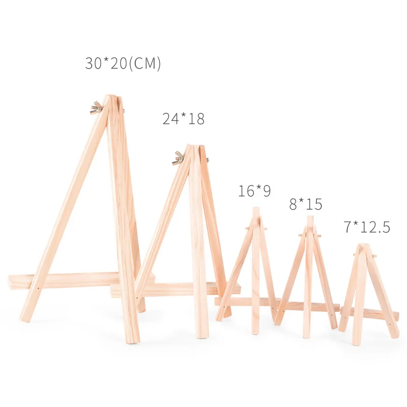 Mini-Staffeleien aus Holz, kleine Tischstaffeleien, dreieckige Künstler-Staffeleien zum Präsentieren von Leinwandgemälden und Hochzeiten – Detail 2