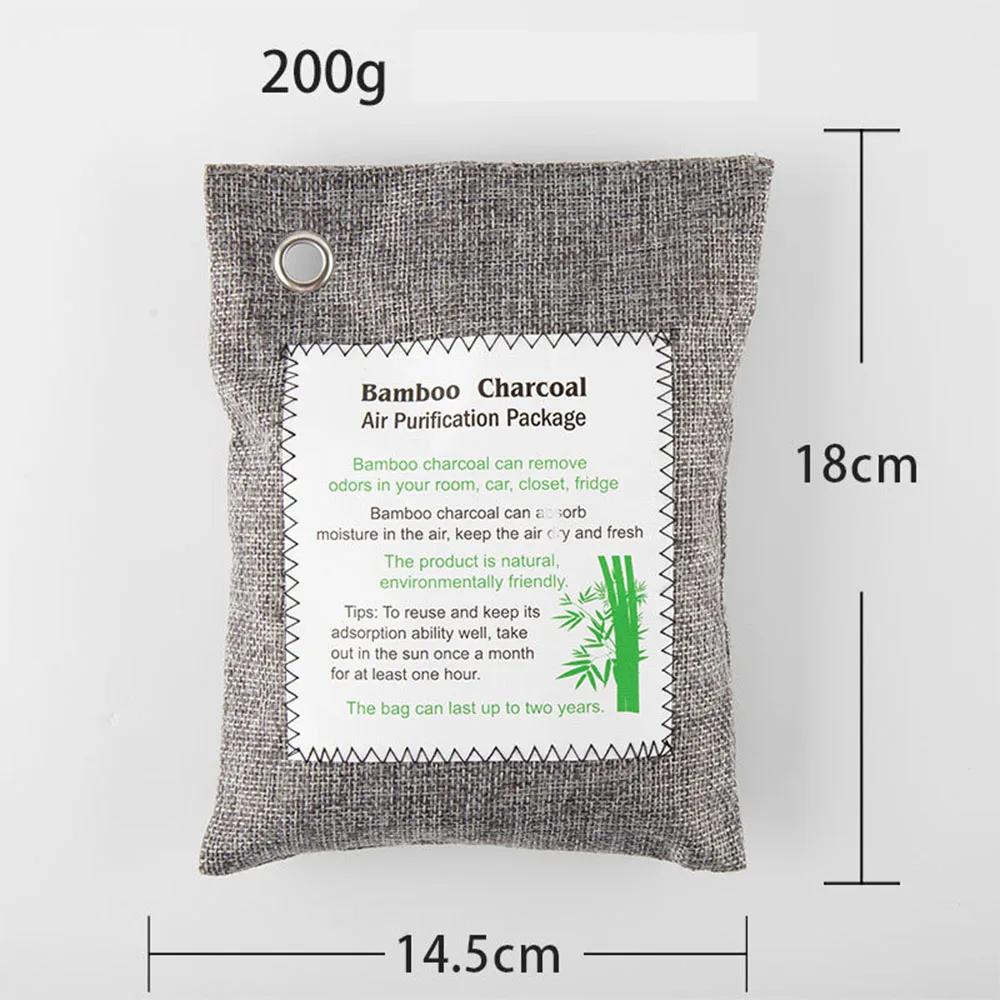 1PC Bamboo Charcoal Air Purifying Bag, 200g Natural Air Freshener Bags Car Home Natural Bamboo Charcoal Air Purifying Bag