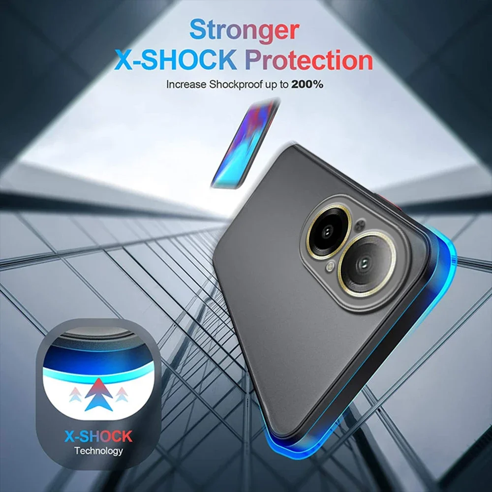 Shockproof Armor Matte Case with Soft TPU Bumper and Clear Hard PC Cover