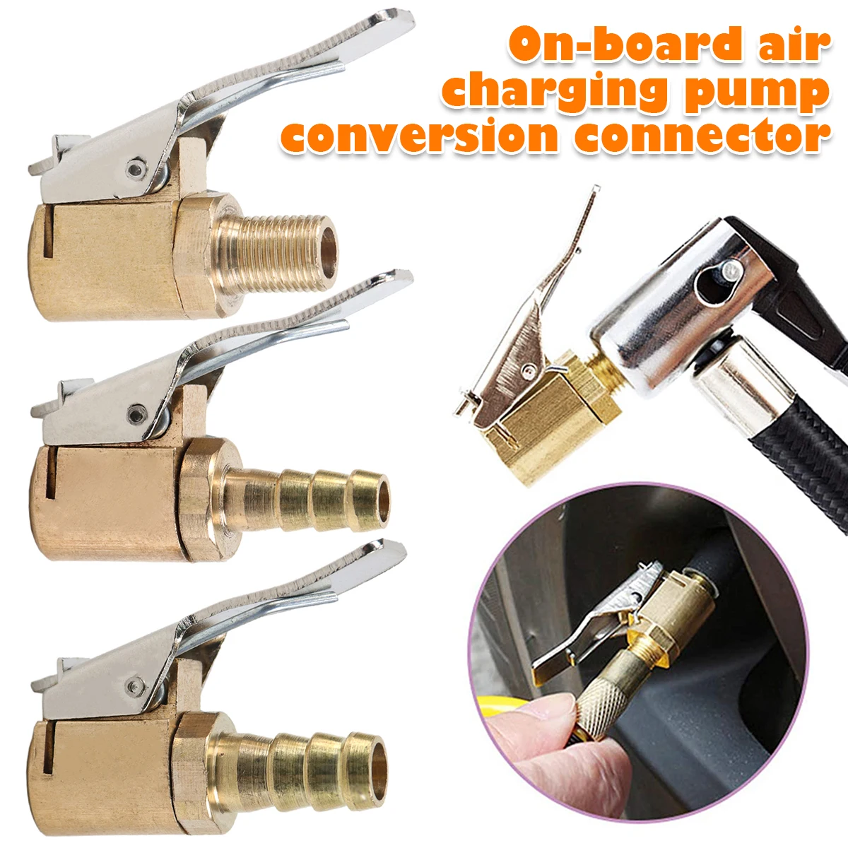 Air Pump Tire Inflator Thread Nozzle Adapter Tire Air Chucks Valve Connector Clamp 6mm/8mm