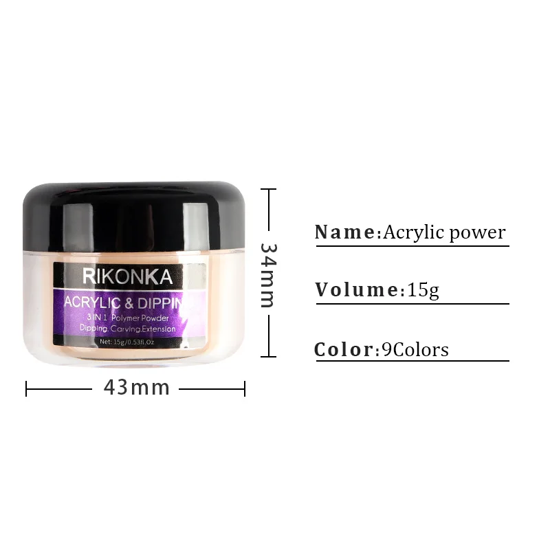 Acrylic Dipping Powder 15G Clear White Pink Nail Art Supplies For Professionals Designer Sculpture Manicure Decoration Tools acrylic powder kit acrylic carving powder