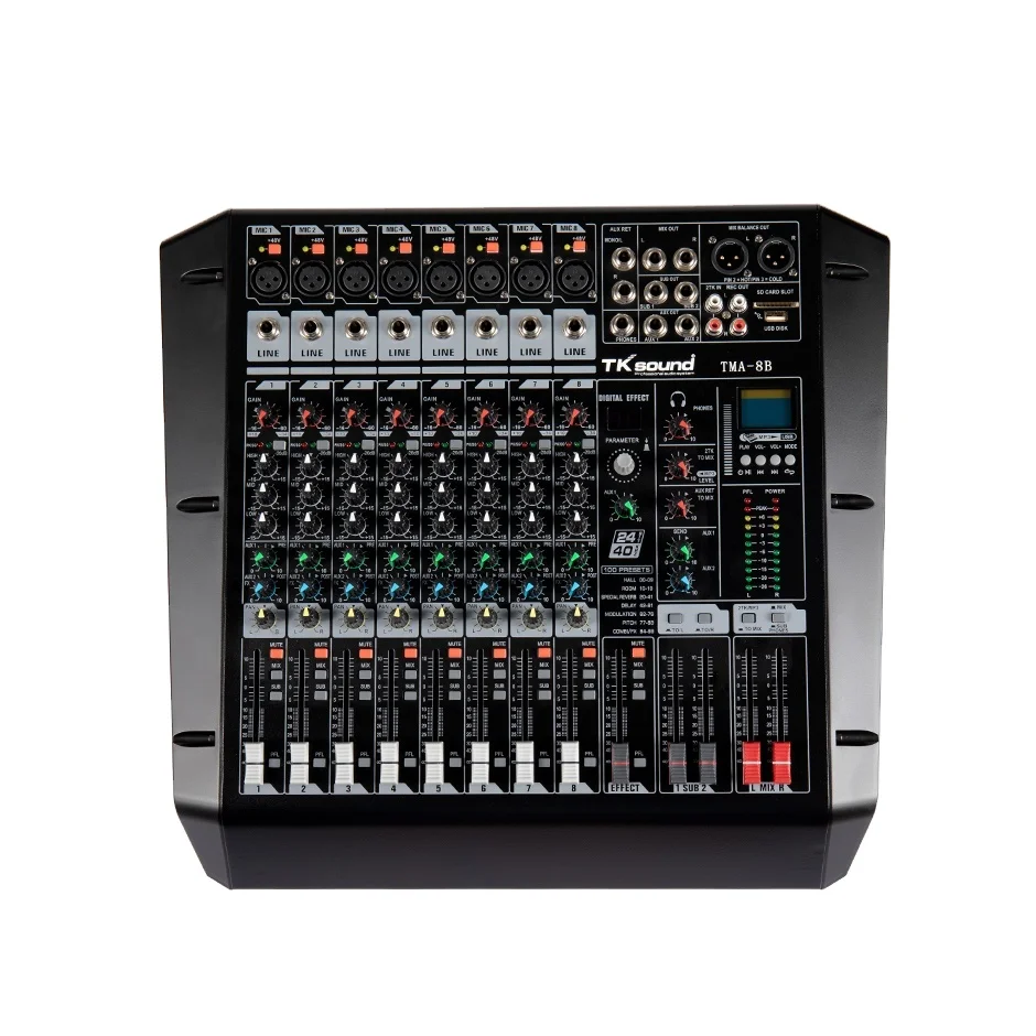TKsound 전문 오디오 믹서, 8 채널 하이 퀄리티 콘솔, DJ 무대 공연 이퀄라이저