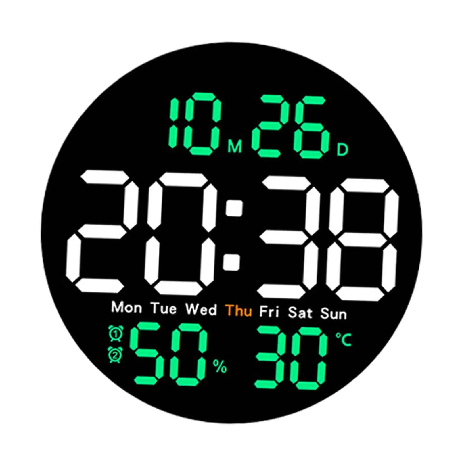 LED Wall Clock Kids Adults Temperature Meter Mute Multifunctional Digital Clock