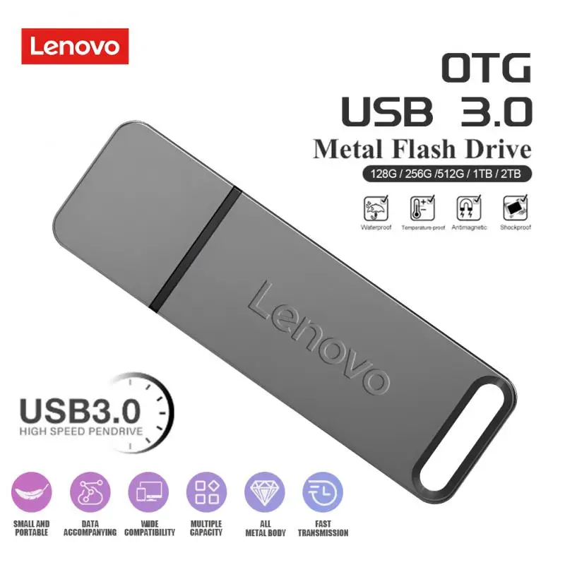 Lenovo Usb Flash Drive U Disk 128Gb 256Gb 512Gb 1Tb 2Tb Pen Drive Interfaccia Usb Otg U Disk Velocità Stabile Trasmissione Reciproca