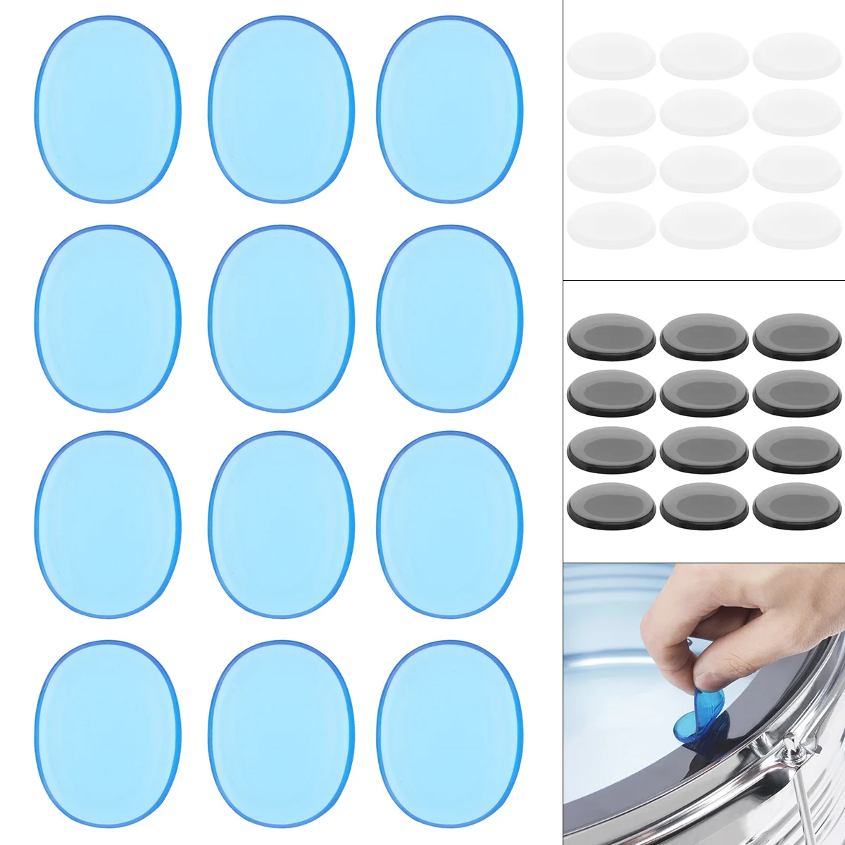 12pcs/set Drum Mute Pad Transparent Silicone Jazz Snare Drum Muffler 3 Colors Optional musical percussion instruments snare drum practice pad