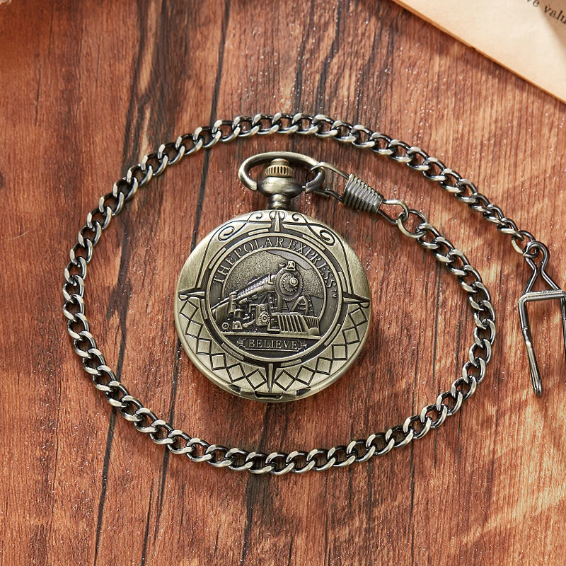 Locomotive Mechanical Pocket Watch With Chain Vintage Roman Numerals Hollow Sculpture Hand Wind Mechanical Pocket Watches Men
