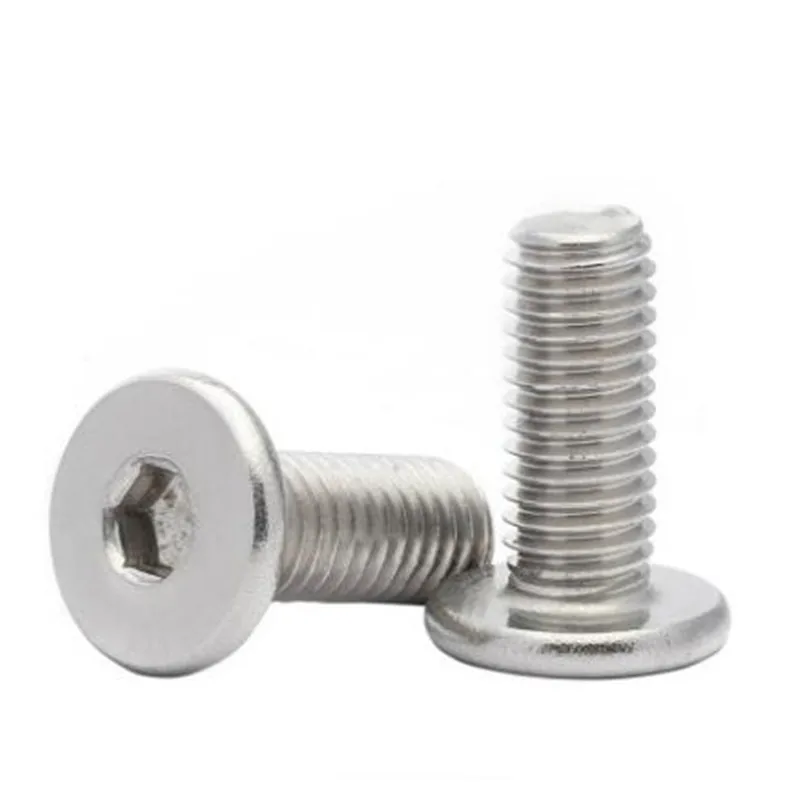Hexagon Socket Head Screw 2-100pcs M1.6-m10 304 Stainless Steel Hex Socket Ultra Thin Super Low Flat Wafer Head Allen Cap Screw Bolt