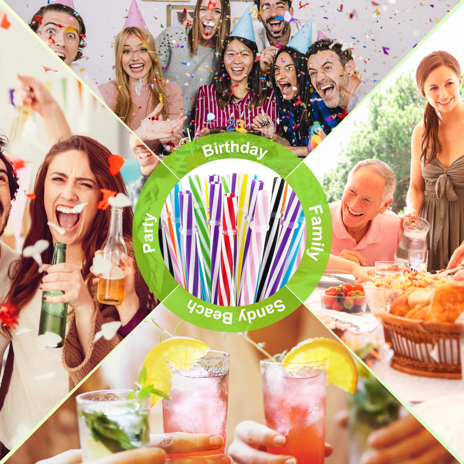 24/48/120Pcs Colorful Drinking Straws Bar Party Wedding Kitchen Beverage Straw Plastic Striped Straws Cocktails Bar Accessories
