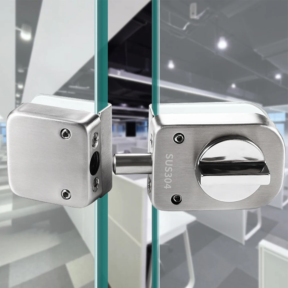 

Glass Door Lock Stainless Steel Single Bolts No Punching Sliding Control Frameless Sliding Door Lock