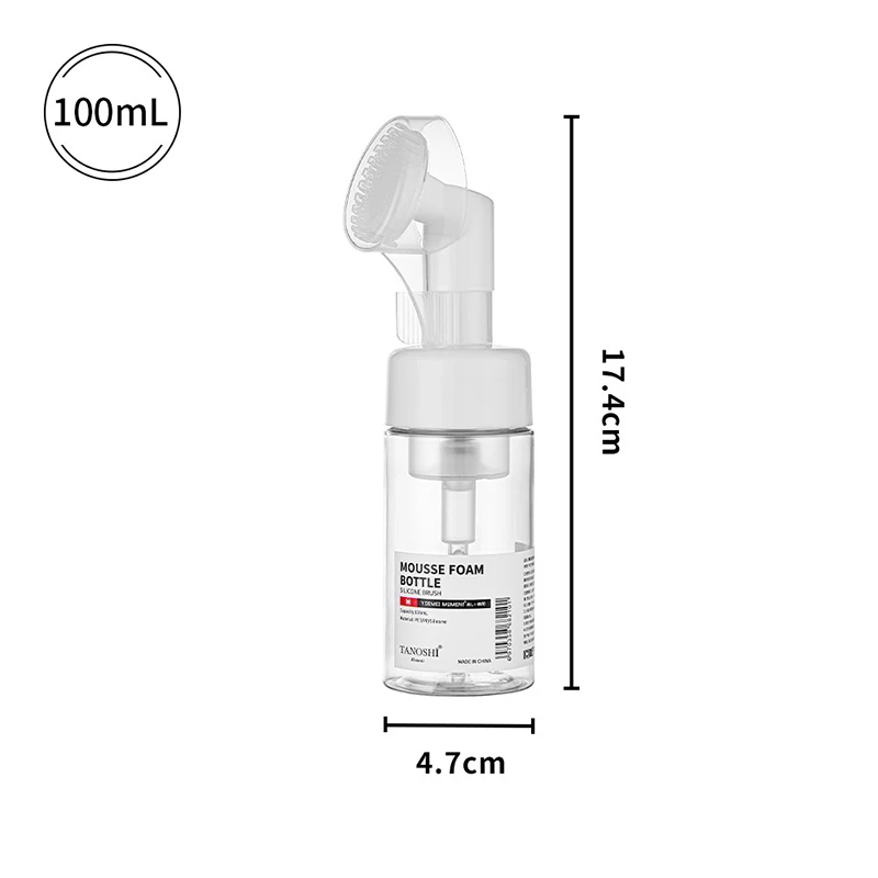 Foaming Pump Bottle with Silicone Brush Head - Empty 30/60/100/150ml (1 Piece)
