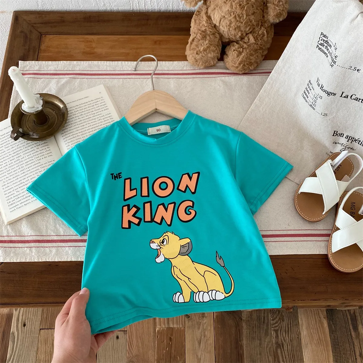 Simba Pattern Kids T-shirt Summer Clothing Fashion Boys Clothes Short Sleeve Tees Cartoon Cute Baby Children T Shirts 9m-6y 4