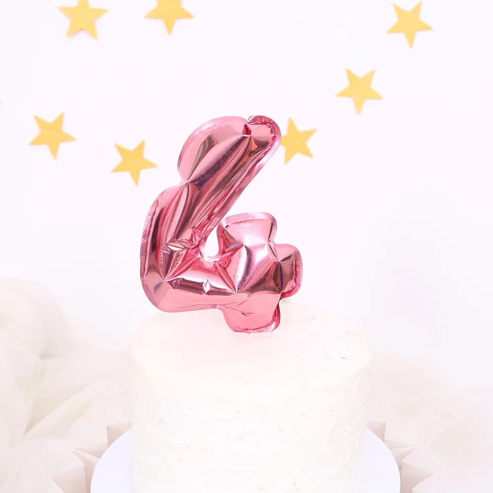 Fünf Zoll Nummer 0-9 Roségold Kuchen Topper Folie Luftballons Party Ballon Mini Cupcake Topper für Hochzeit Geburtstags feier Dekoration – Detail 4