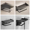 Aluminum Alloy Toilet Paper Holder Wall Mount WC Storage Organizer Roll Paper Phone Shelf Holder Bathroom Accessories 6
