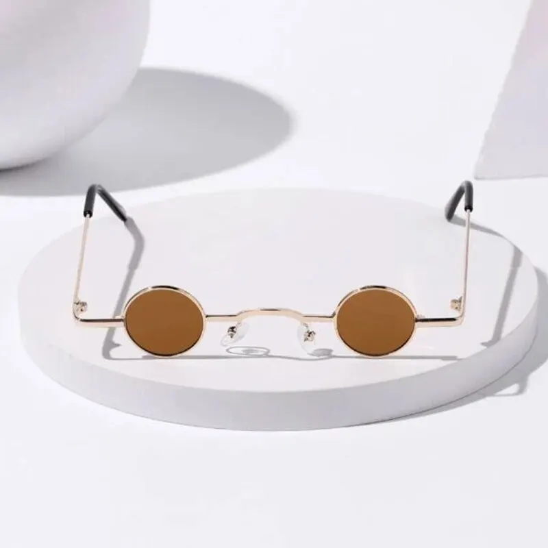Vintage Rock Punk Mann Sonnenbrille Klassische Kleine Runde Sonnenbrille Frauen Breite Brücke Metall Rahmen Schwarz Objektiv Fahren Brillen – Detail 2