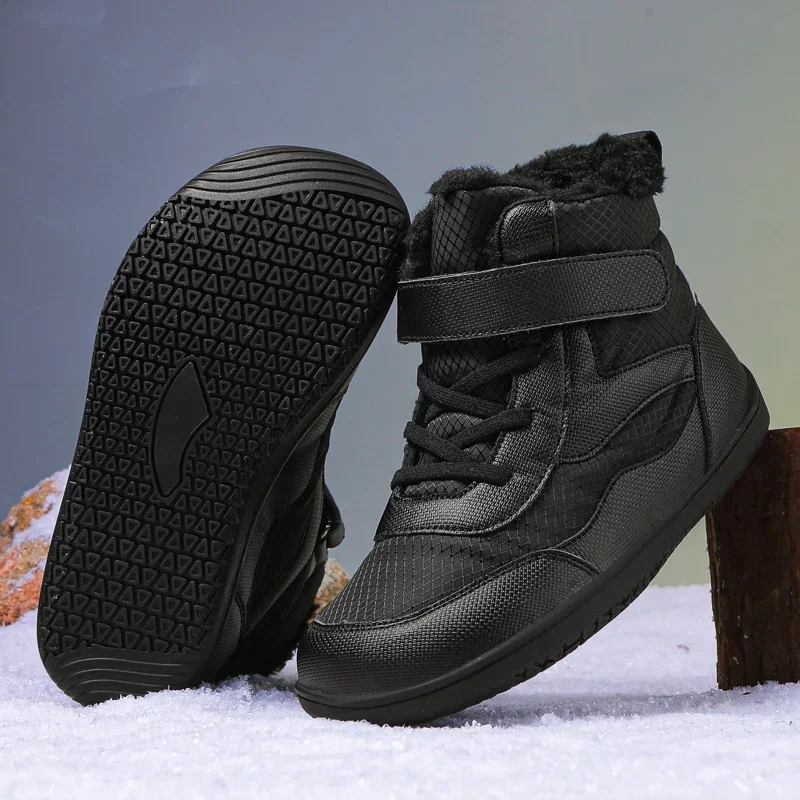 Kids Barefoot Boots Wide Width Waterproof Winter Fur Lined Shoes for Boys Girls Cold Weather Children Outdoor Fashion Sneakers Children Boots Casual Shoes