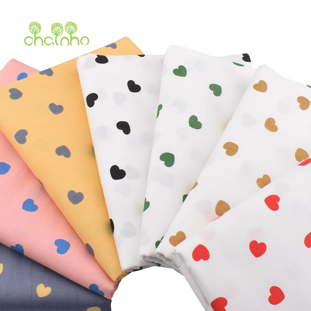 Chainho,Heart-Shaped Printed Twill Cotton Fabric,Patchwork Clothes,DIY Sewing Quilting Material For Baby Child's Bedding,Shirts