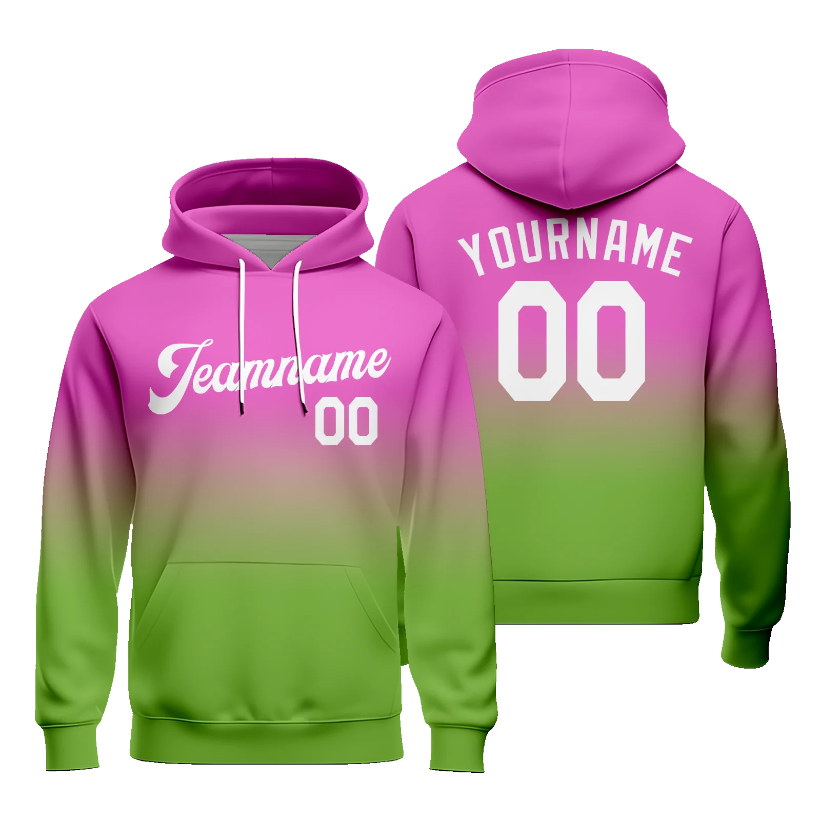 Gradient Unisex Baseball Hoodie Design Your Own Sublimation Loose Fit Sweatshirt