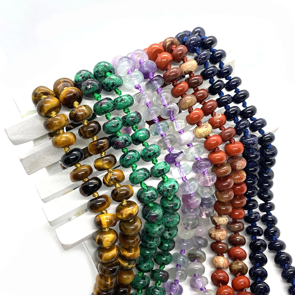 

Fashion Bohemian Loose Beads Necklace Wheel Shape Tiger Eye Malachite Necklace Natural Ladies Accessories Party Charm Gifts