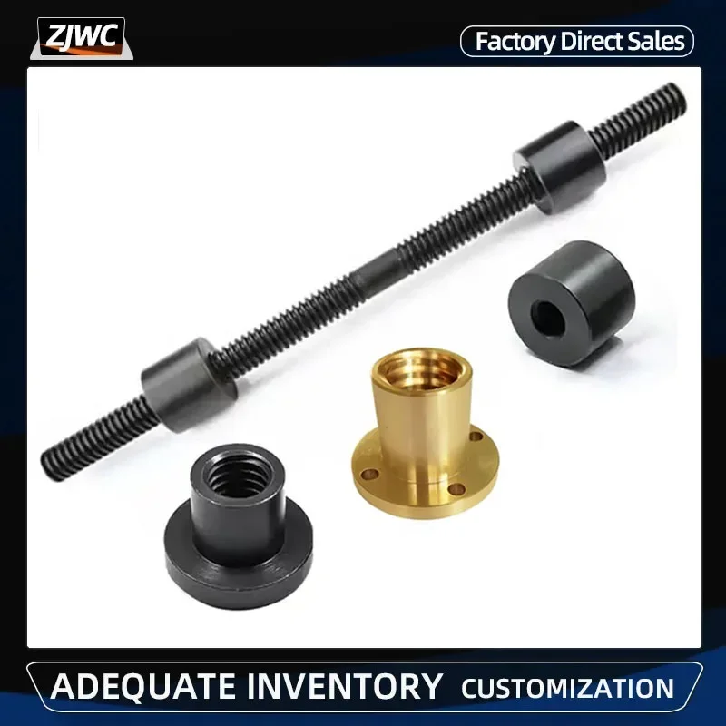 Porca de Corte Trapezoidal Positiva e Negativa do Aço de Cobre Parafuso de Chumbo Integrado T12 T14 T16 T20 T24 T25 T30 T28 T32 45 Steel