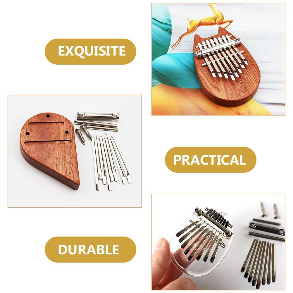2 Sets Thumb Piano Shrapnel Kalimba for Kids Miniature 8 Keys Unfinished Metal Beginner Child