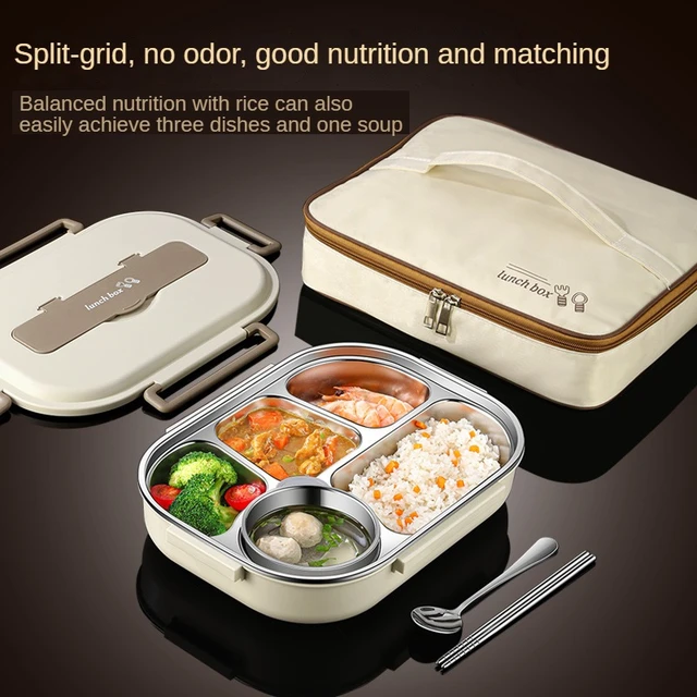 Lunch Box with Utensils and Separate Compartments Portable for Students and  Office Workers Comes with Soup Cup and Lunch Bag - AliExpress