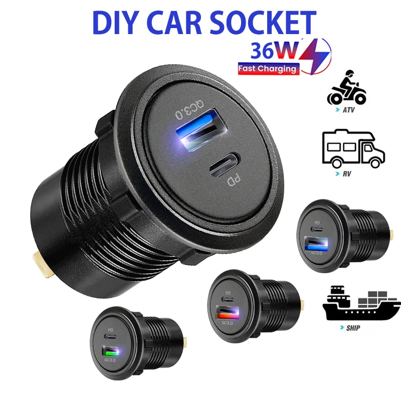 PD-12v-panel-car-charger-socket-Power-Outlet-Adapter-for-12V-24V-Car ...