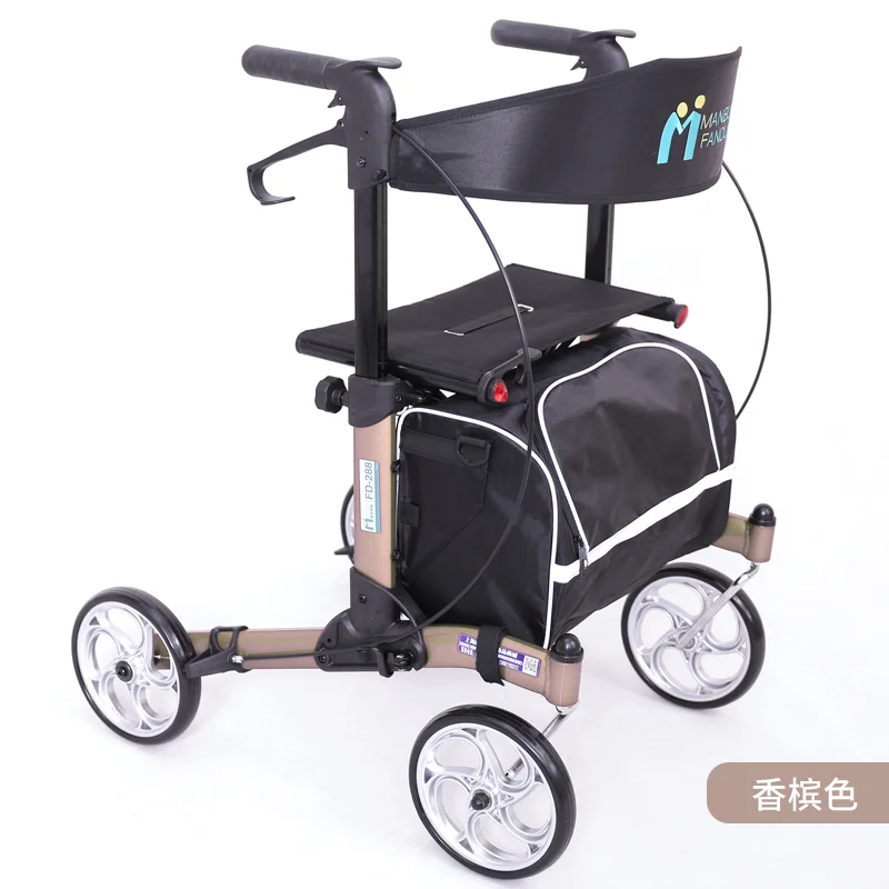 

Aluminum Alloy Folding Shopping Cart, Walking Aid, 4 Wheels, Push and Sit, 7.5kg