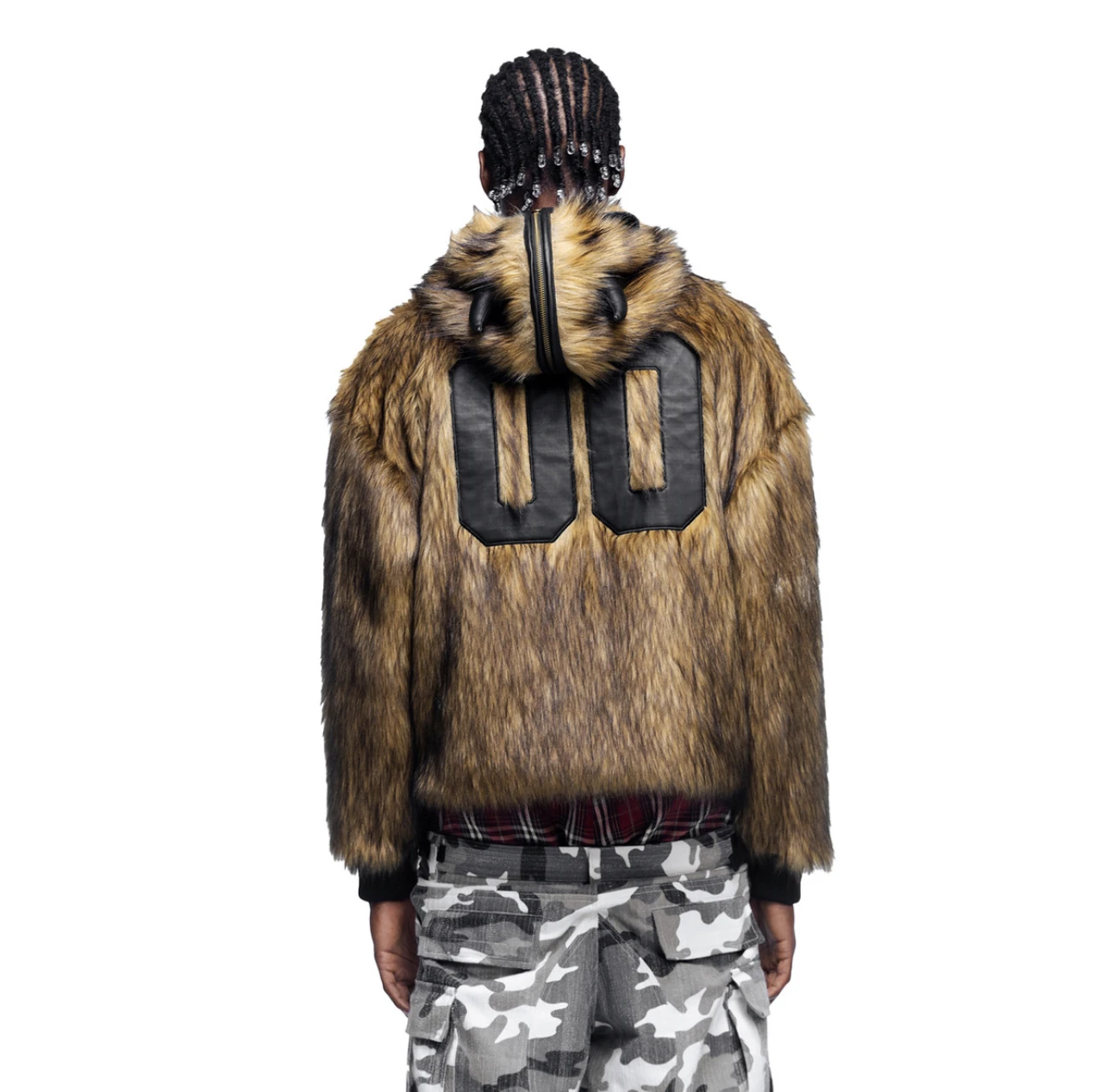 Thick Horned Hooded Faux Fur Coat 14