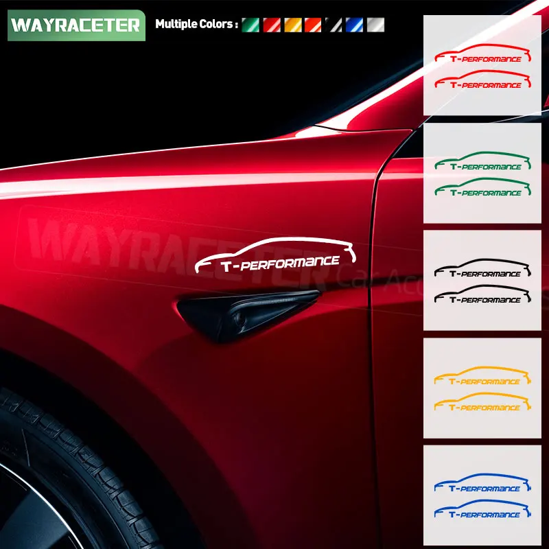2 Pezzi Adesivo Per Finestra Riflettente Creativo Parafango Laterale Tronco T Performance Decal Per Tesla Model 3 S Y X 2022 2023 Accessori