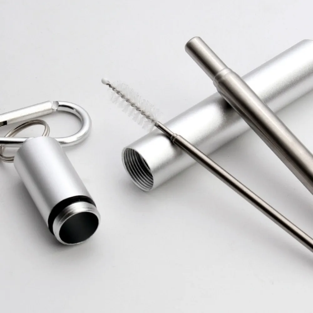 Reusable Telescopic Stainless Steel Straw Set with Cleaning Brush and Carry Case