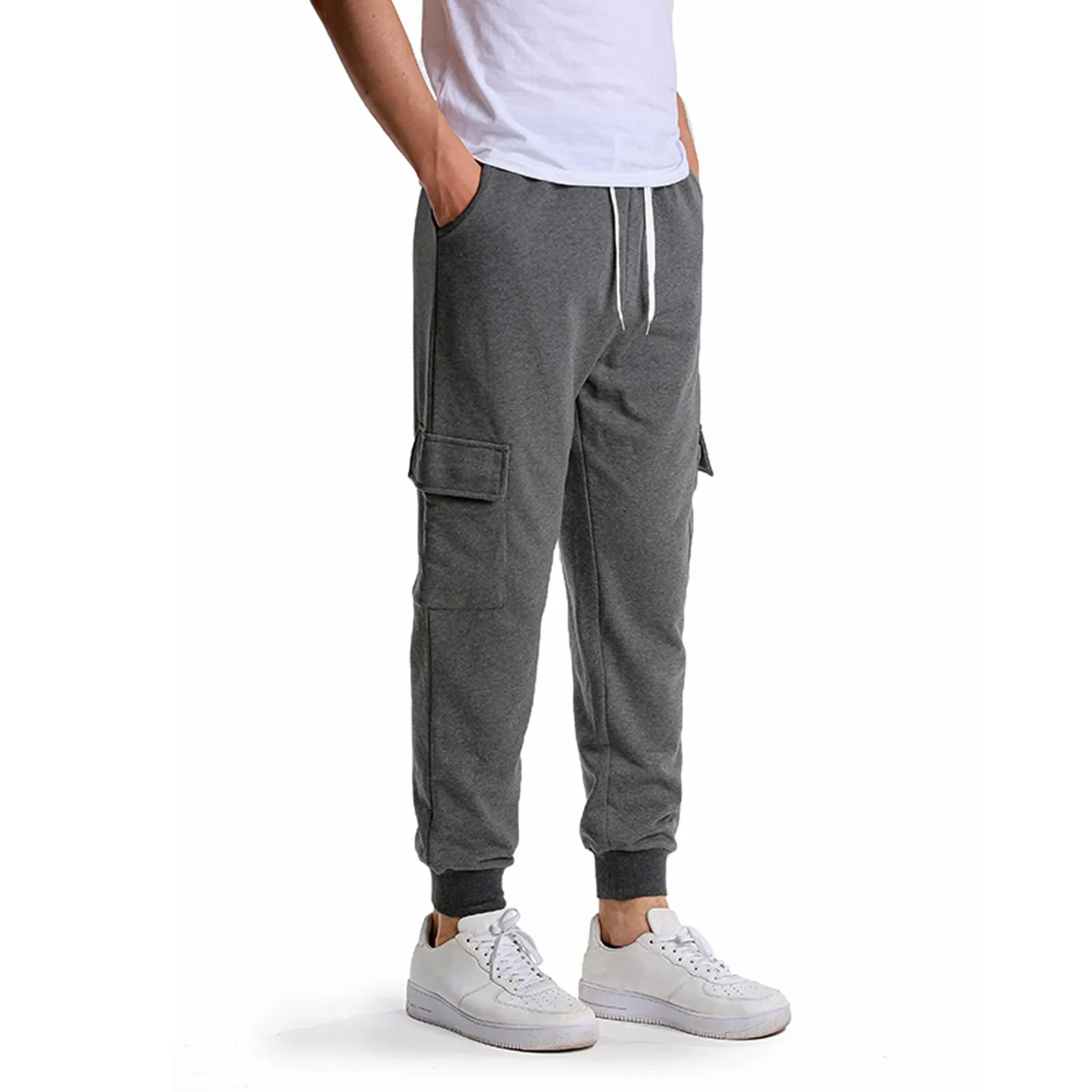 Men's Harem Pants Breathable Soild Color Sports Binding Foot Tether Long Pants With Pockets Streetwear Sweatpants cotton harem pants