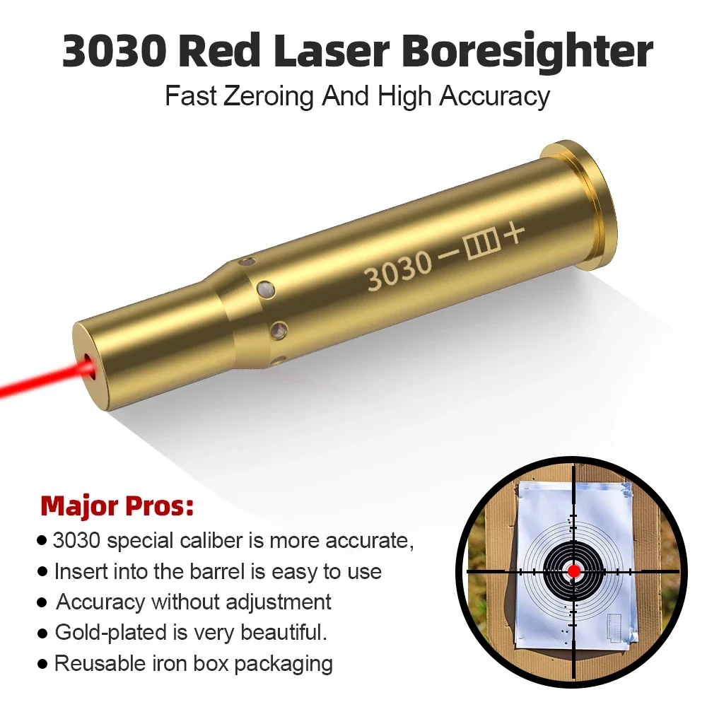 3030 Red Laser Boresighter Cartridge Dot Laser Bore Sighter Pistol Rifle Scope Hunting Accessory Training Shoot Sight