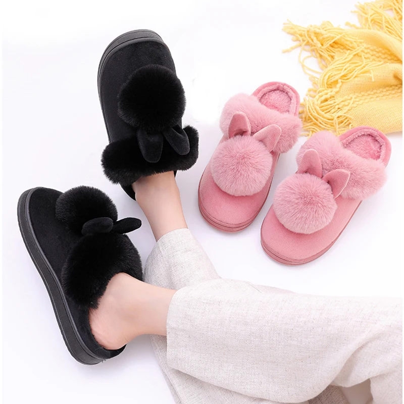 Unisex Winter Slippers Cute  Warm Plush Women Slippers Couple's Indoor Non-slip House Slides Toe Wrap Home Cotton Shoes 36- 41 5