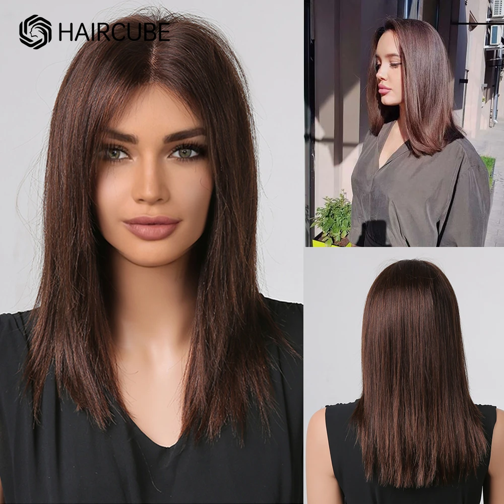 Haircube Lace Front Human Hair Wig 14 Inch Straight Bob Wigs 2*4 Lace  Frontal Wig For Women Human Hair Brown Short Wig Remy Hair - Jewish Wigs -  AliExpress