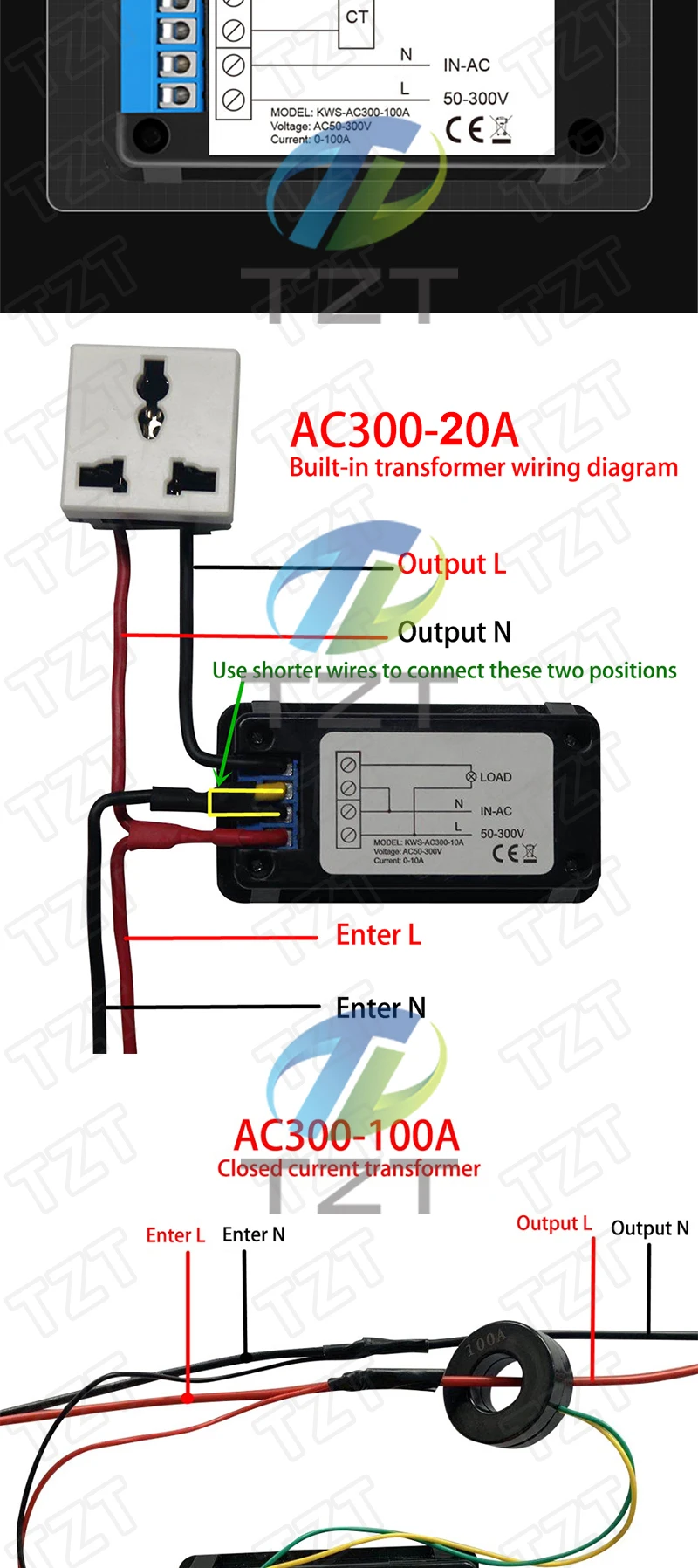 AC 50–300 V Voltmeter Amperemeter KWS Power Energy Meter LED Digital AC Wattmeter Stromzähler mit Reset-Funktion 0–100 A – Detail 10