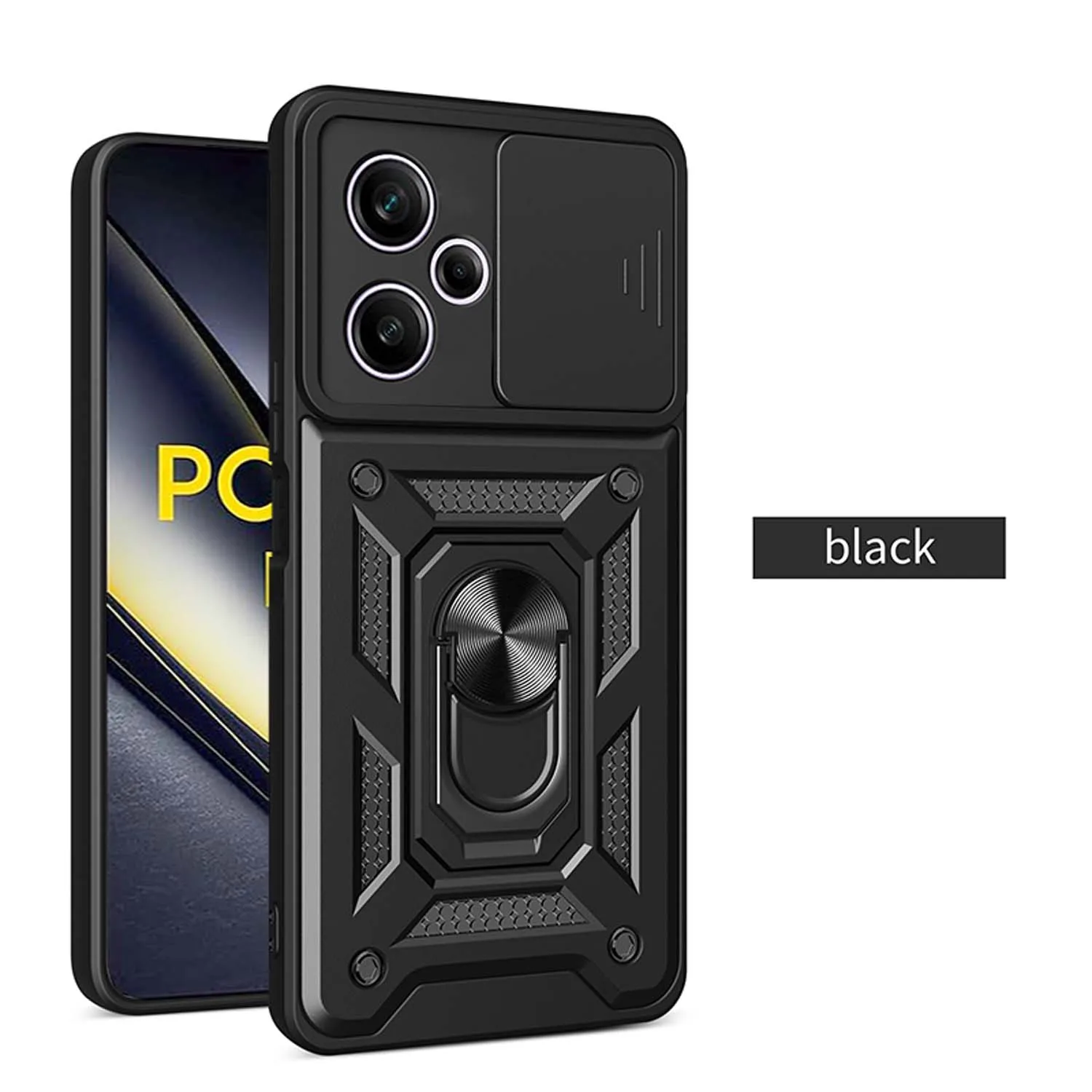 Shockproof Armor Phone Case with Car Holder and Camera Lens Protection