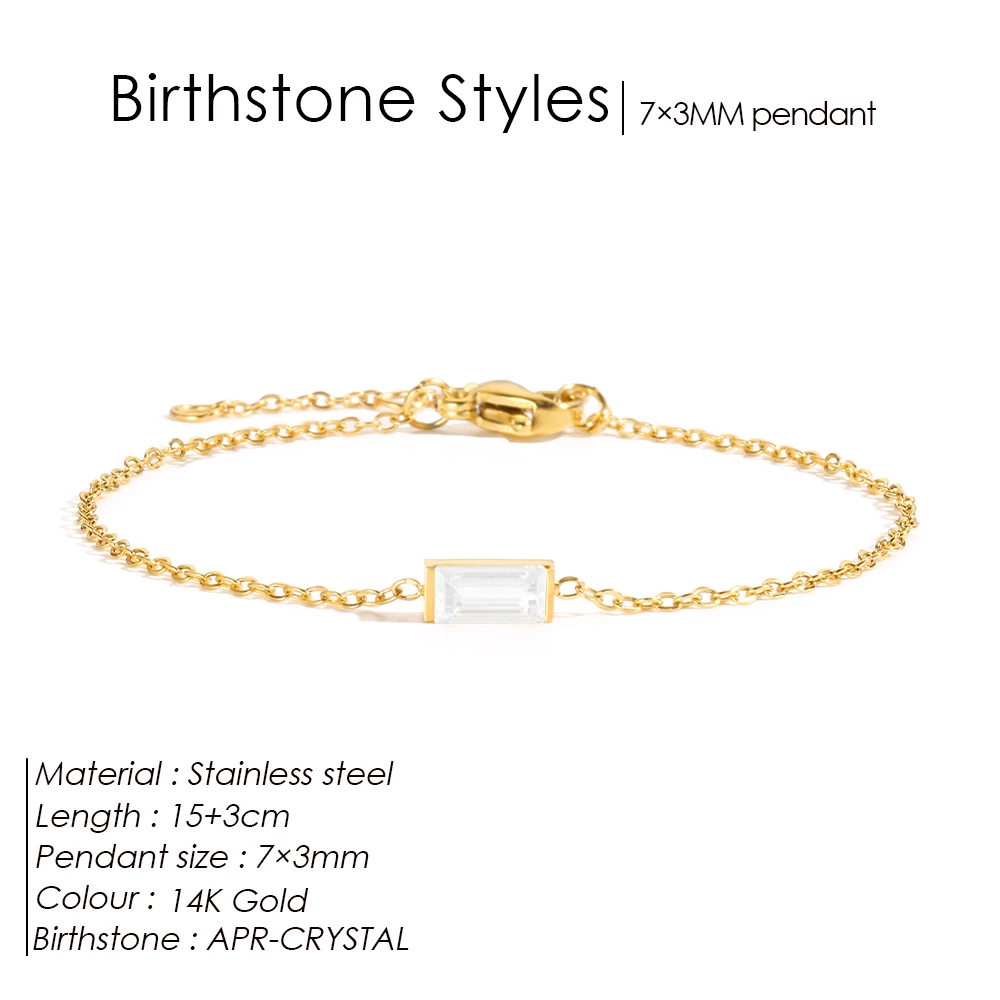 Damen-Armband, Edelstahl, quadratisch, Geburtsstein-Armband, funkelnder, hochwertiger Strass-Armreif, Valentinstag-Schmuck, Geschenk – Detail 7