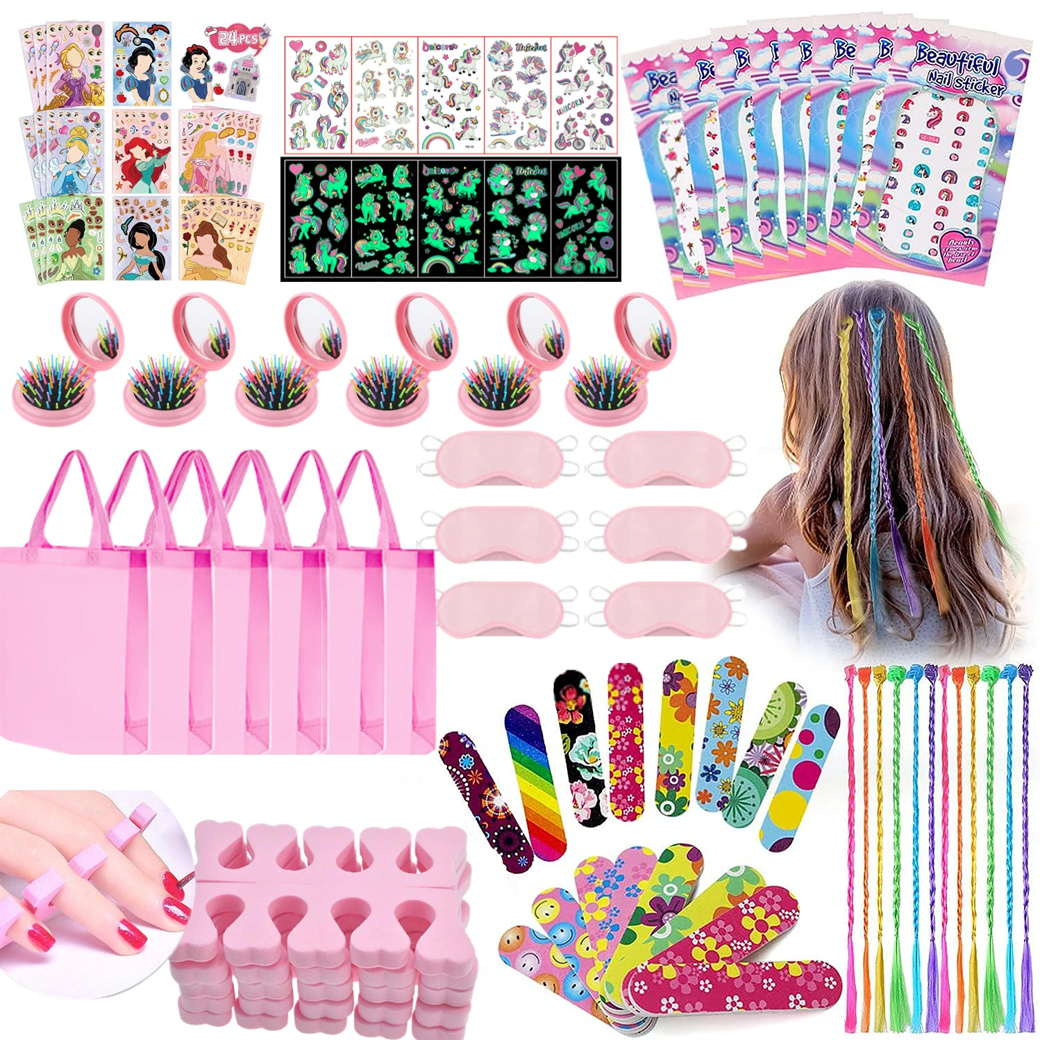 Spa Party Favors para Meninas, Enchimentos para Sacos de Presente, Maquiagem Infantil, Sleepover Slumber Party Tattoo Adesivos, Convidados de Aniversário, 144,84 Pcs