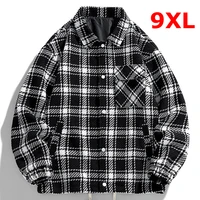 Plaid Jacket Men Plus Size 8XL 9XL Jacket Coat Spring Autumn Plaid Coat Male Fashion Casual Button Jackets Outerwear 1