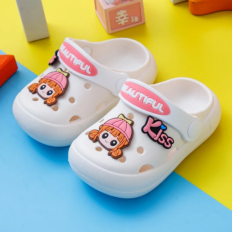 Children Hole Slippers Kids Lovely Cartoon Pattern Indoor Shoes Girls Boys Beach Sandals Non-slip Soft Bottom Babies Footwear