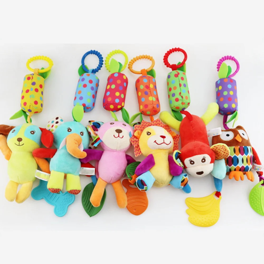 

Baby Hanging Rattle Toys Plush Animals Rattle Stroller Toy Baby Stroller Pendant Draw Attention Baby Car Toys For Kids