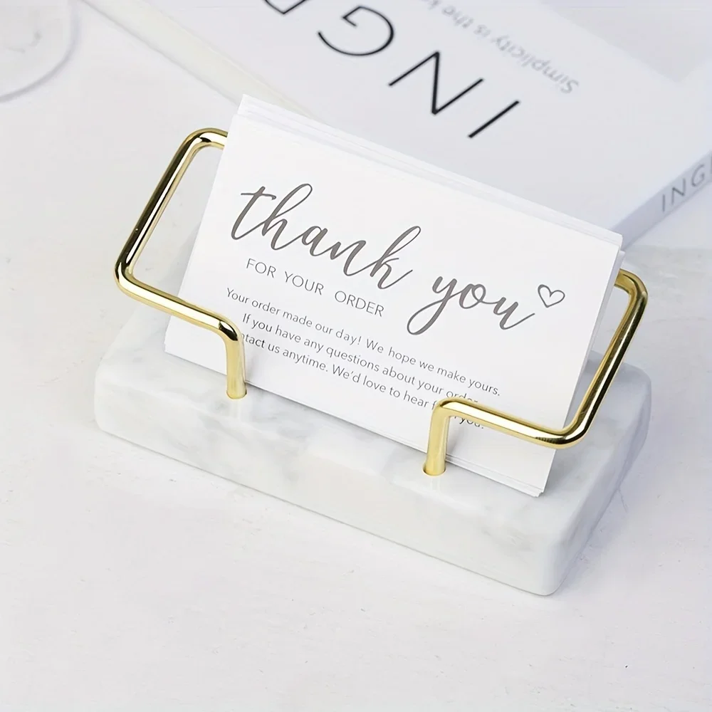 Elegant marble card holder with gold metal frame - Luxury desktop card holder, perfect for meeting gifts, lovely office supplies 4