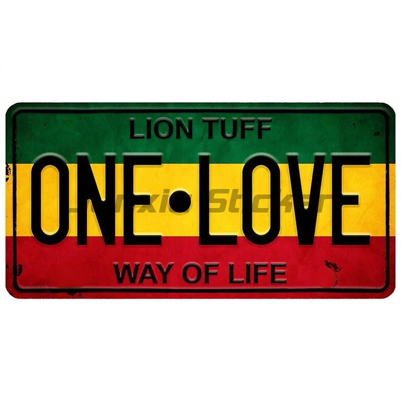 Rasta Reggae Car Sticker Decal - JAH Lion Of Judah One Love Rastafari Design