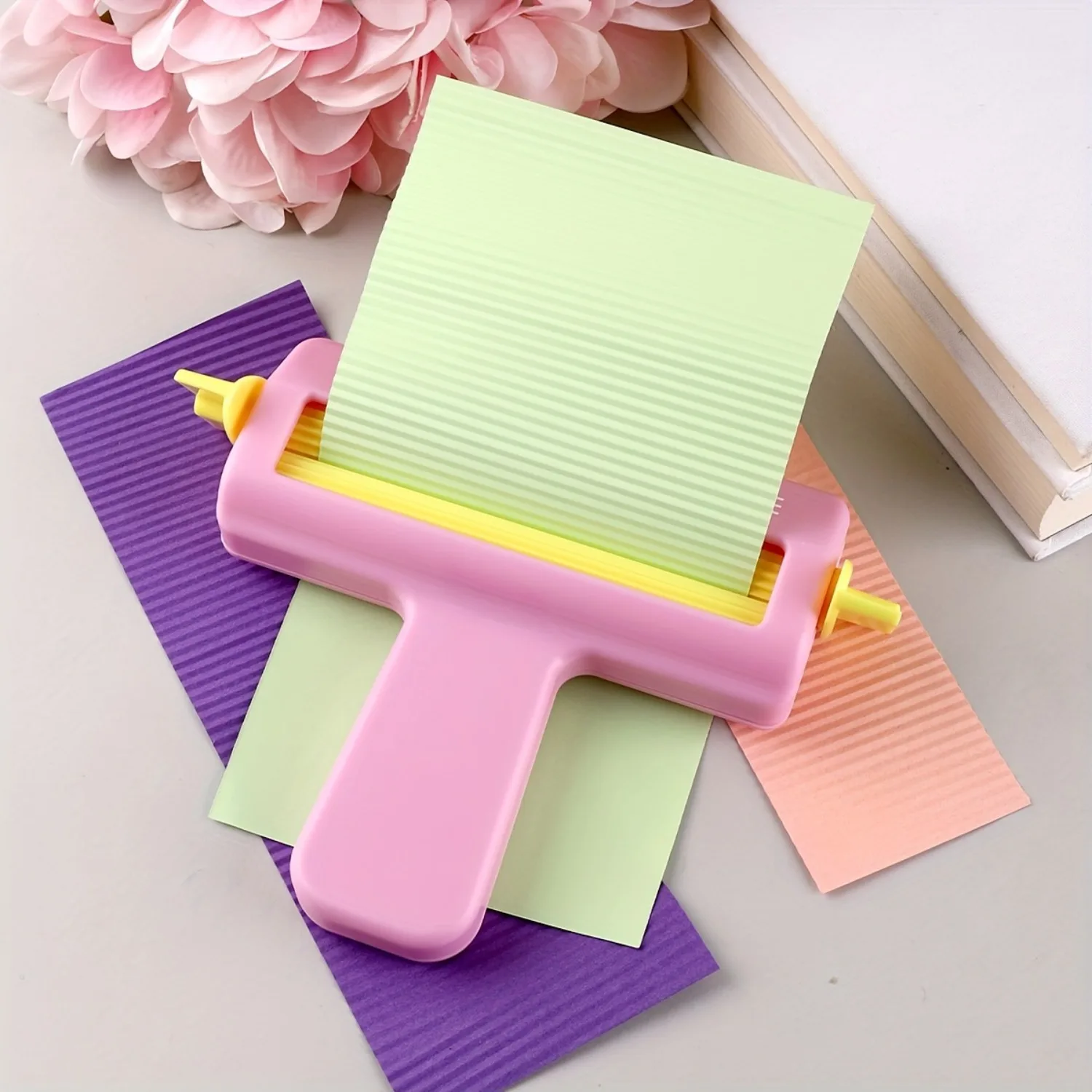 Stripe Pattern Plastic Embosser &ndash; Durable Crafting Roller for Enhanced Paper Textures, Back-to-School Projects & Stationery