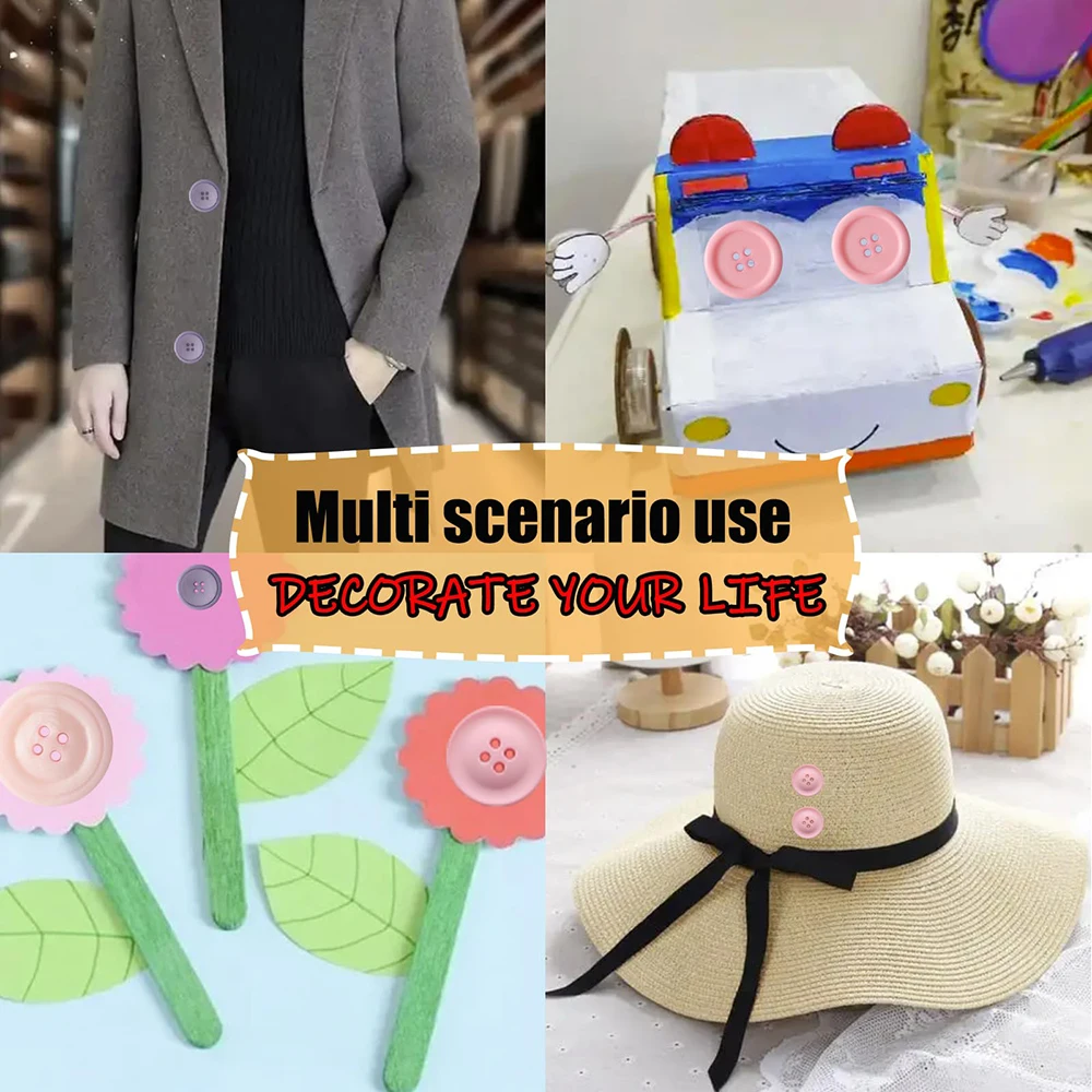 200-300개 150g 혼합 색상 레진 버튼 다양한 스타일 레진 버튼 내구성 가벼운 버튼 DIY 공예용